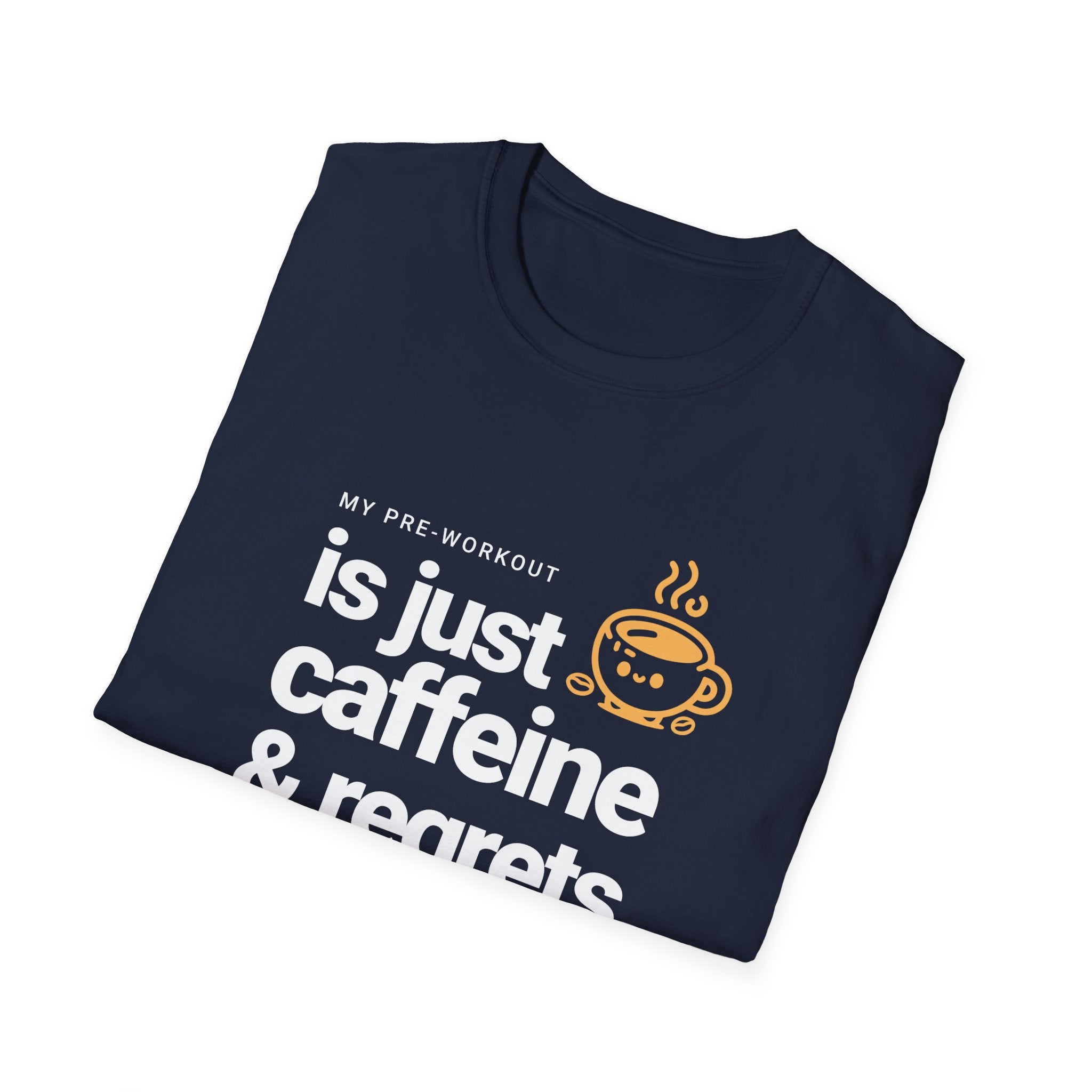 Funny Caffeine and Regrets T-shirt for Fitness Enthusiasts