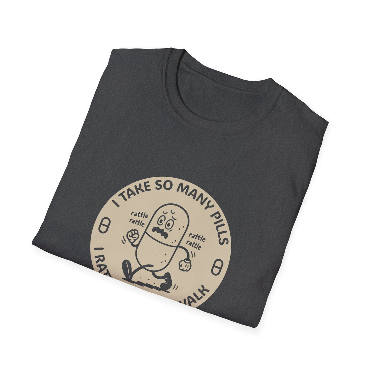Funny Rattle Pill Cartoon T-Shirt