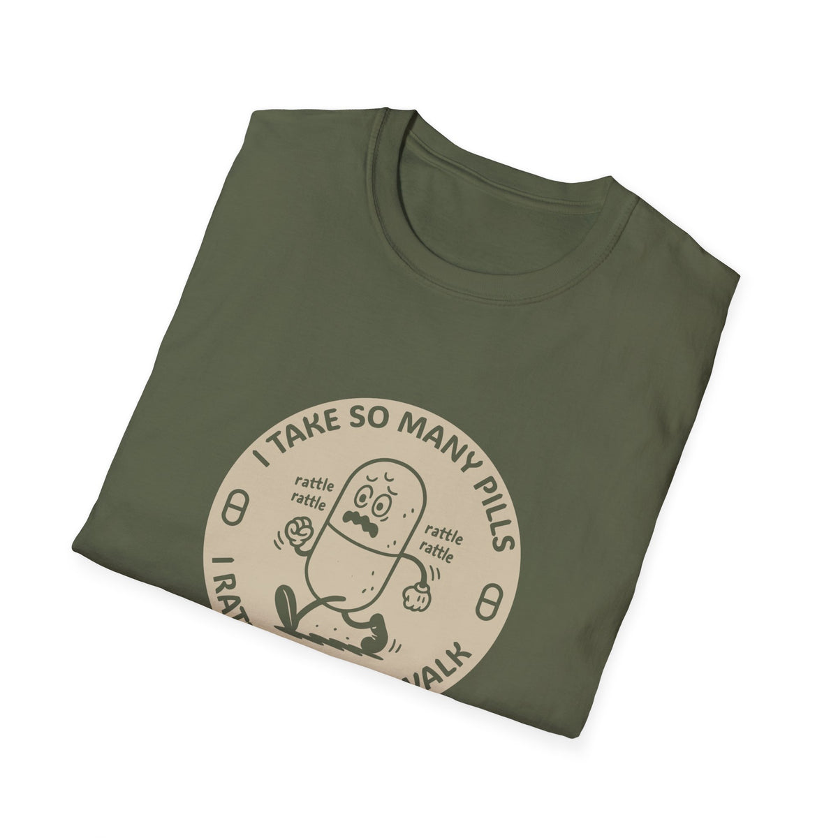 Funny Rattle Pill Cartoon T-Shirt