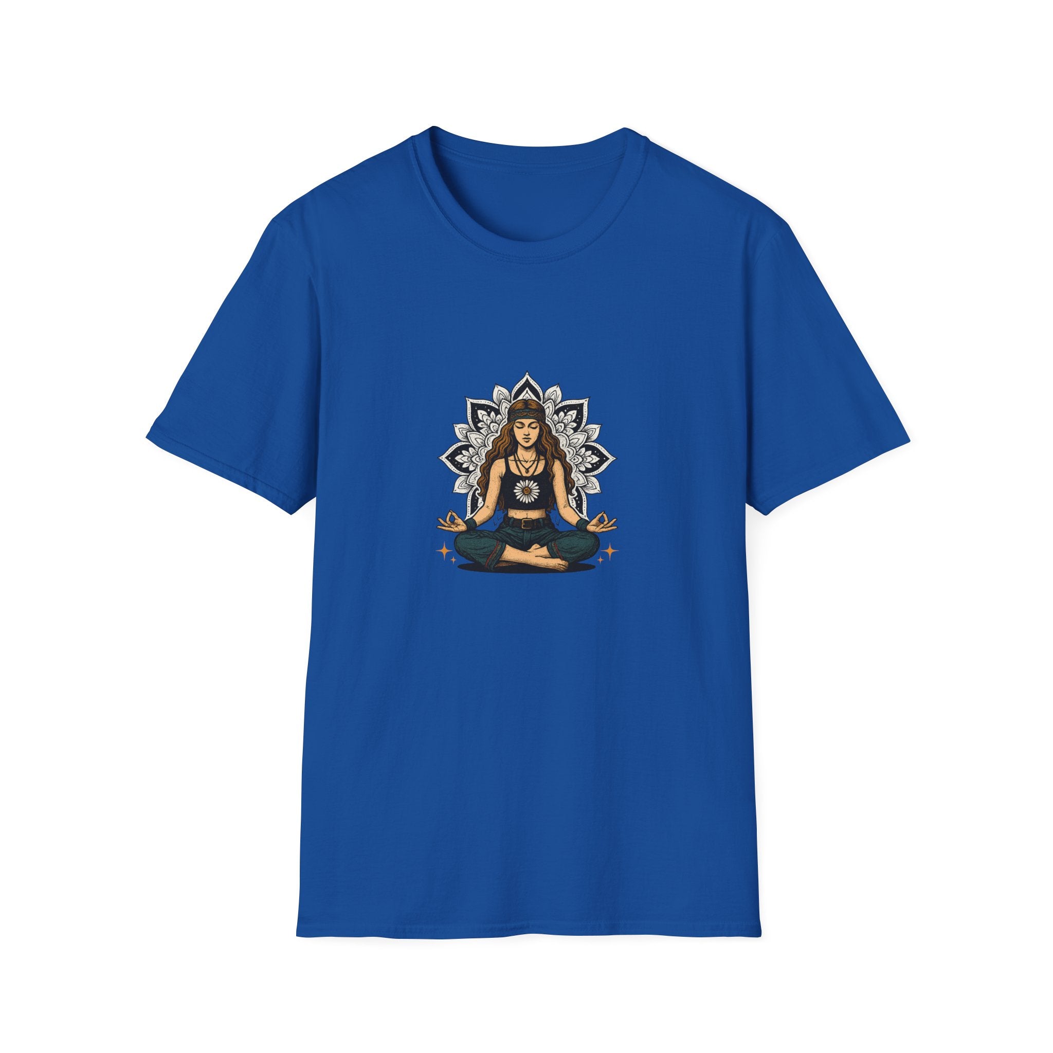 Boho Daisy Meditation T-Shirt – Hippie Yoga Mandala Art