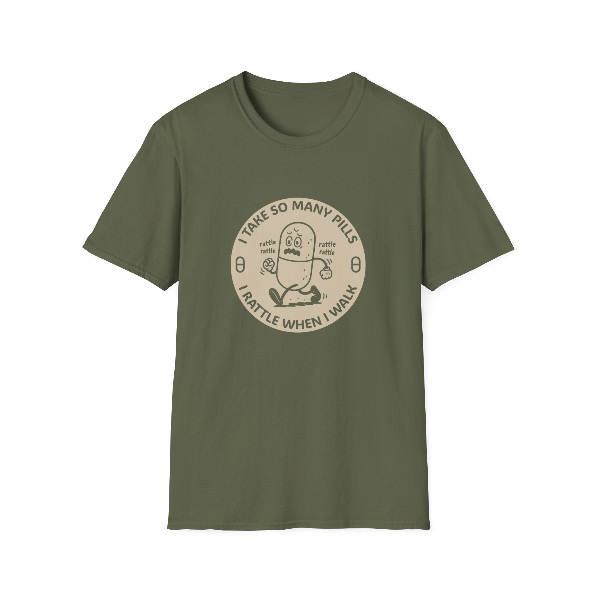 Funny Rattle Pill Cartoon T-Shirt