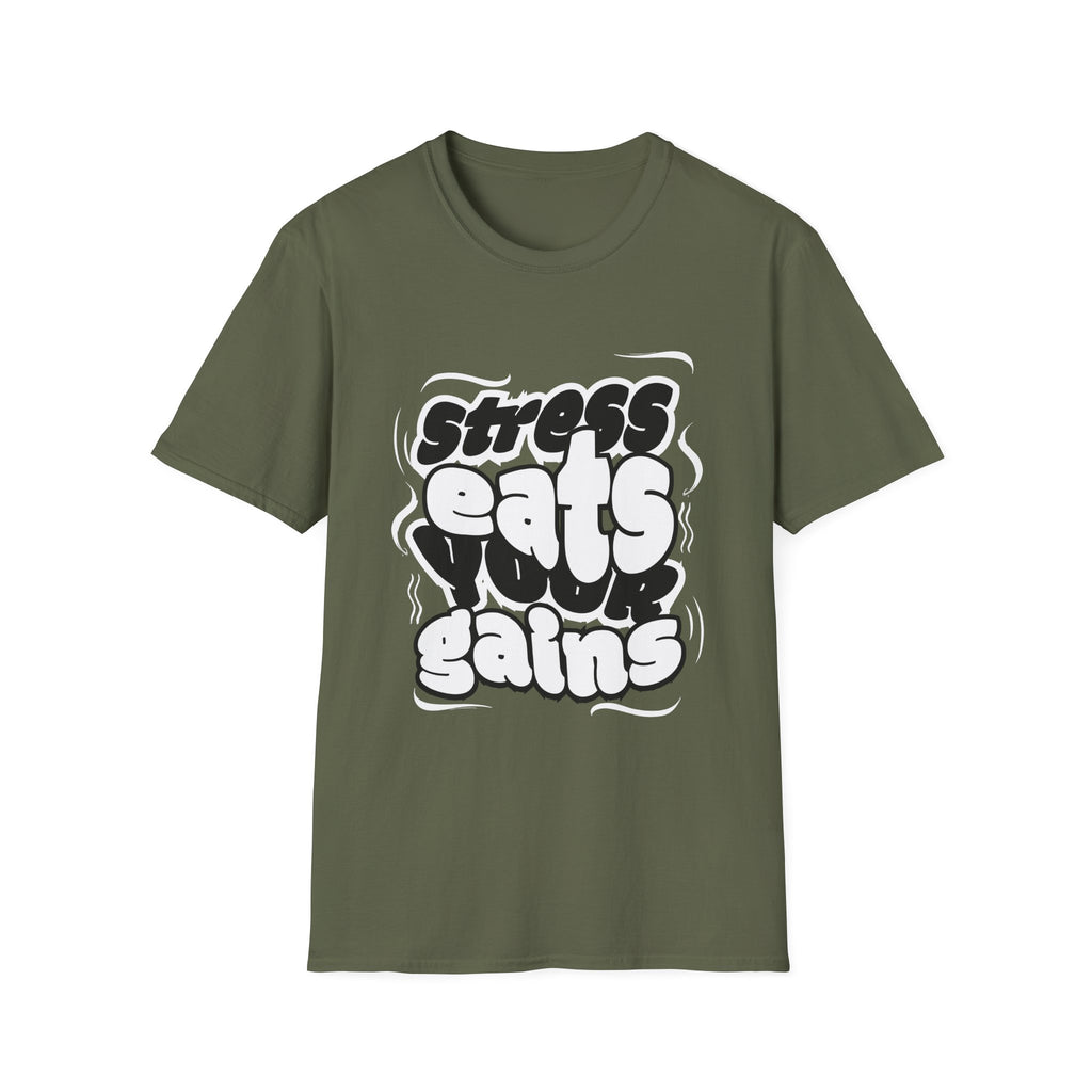 Stress Eats Your Gains Graphic T-Shirt