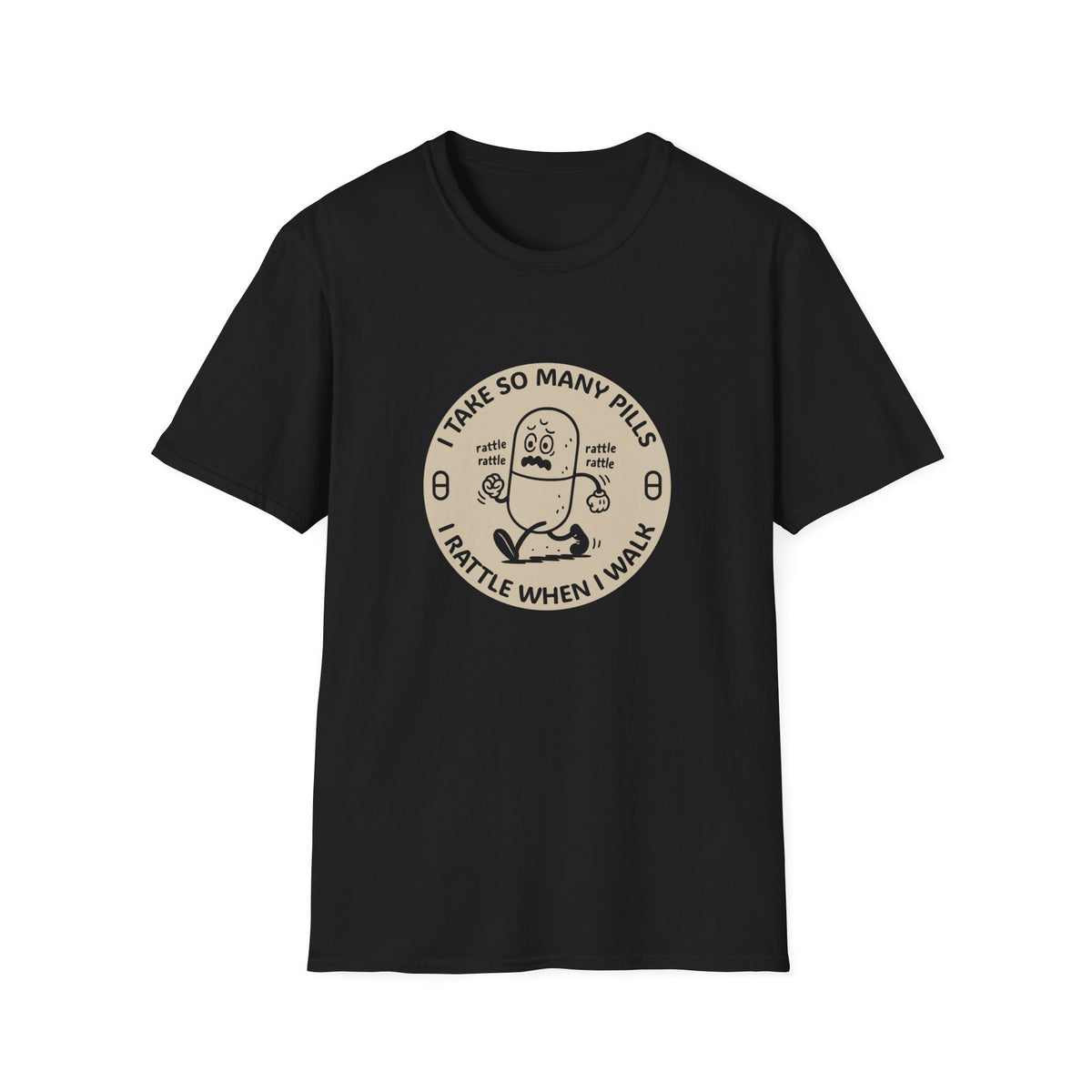 Funny Rattle Pill Cartoon T-Shirt
