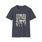 Stress Eats Your Gains – Funny Gym Robot T-Shirt