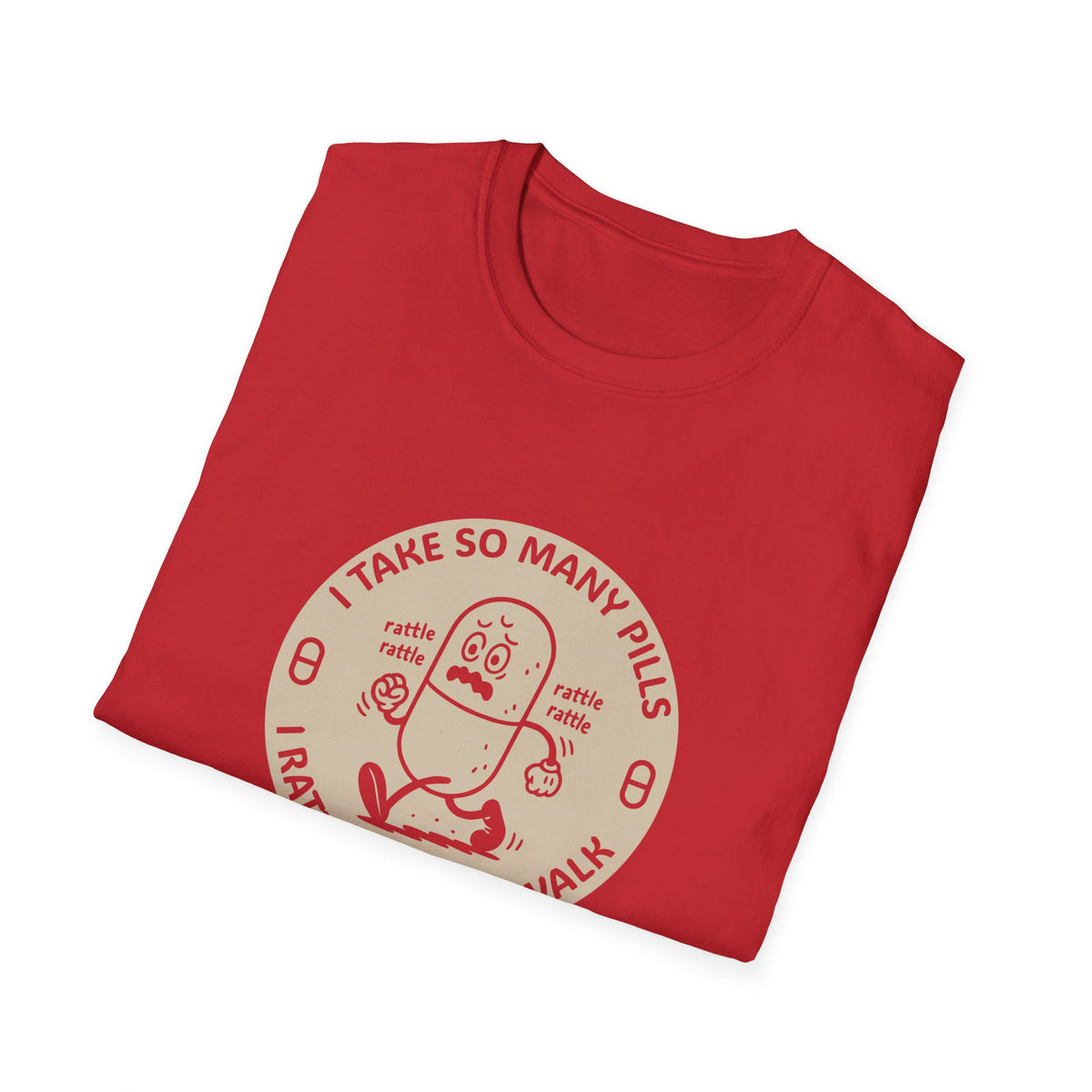 Funny Rattle Pill Cartoon T-Shirt